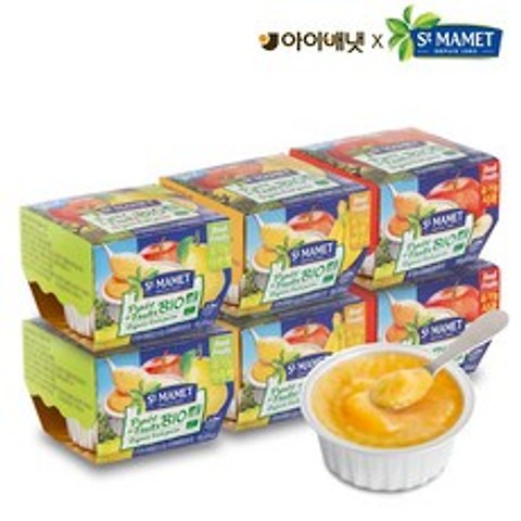 St MAMET 쌩마멧 유기농 생과일 디저트 퓨레 6p, 1세트, S150사과2개+바나나2개+배2개
