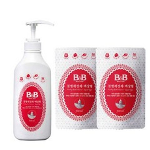 비앤비 젖병세정제 액상 용기 600ml + 리필 500ml, 1set, 용기 1 + 리필 2