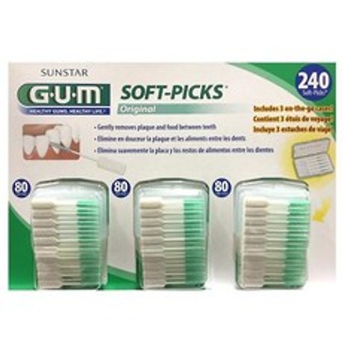 GUM 검 일회용 치간 치실 칫솔 치아 80개 X 3팩, 1개, 80개입