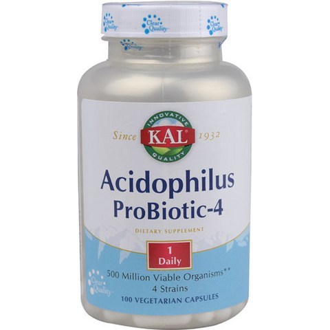 Kal 애시도필러스 프로바이오틱-4 유산균 베지테리안 캡슐, 100개입, 1개