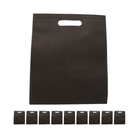 도나앤데코 링 손잡이 부직포 쇼핑백 중 35 x 25 cm 블랙, 1개입, 10개