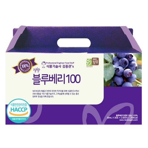 네오팜 식품기술사 김종관s 블루베리 100, 80ml, 30포