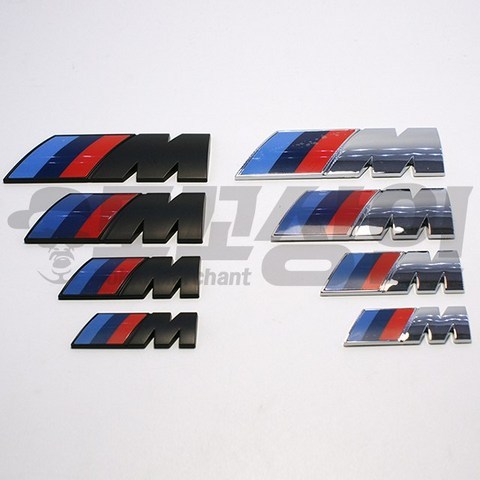 BMW M 퍼포먼스 엠블럼 스티커 트렁크 휀다 C필러 익스테리어 튜닝 용품, 88mm x 29mm(1개), 유광실버