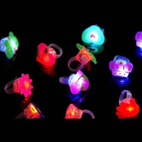 50 개/몫 어린이 장난감 반지 LED 깜박이 불빛 동물 꽃 과일 손가락 반지 아이 소년 소녀 크리스마스 선물|라이트업 장난감|, 단일, 1개, 단일
