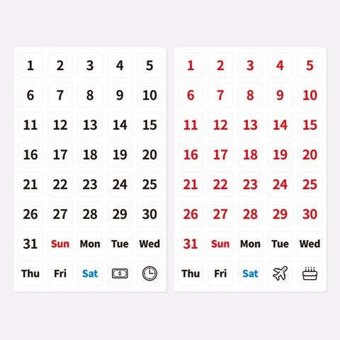 마그피아 일자 고무자석 1개 달력 날짜자석 숫자자석 요일, 레드