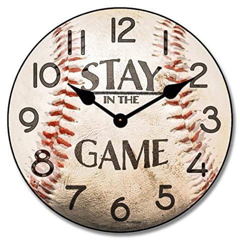 Baseball 5 Wall Clock 8 Sizes Great for Bedroom Living Room Kitchen Whi (18-Inch 5. Baseball), 18-Inch, 5. Baseball