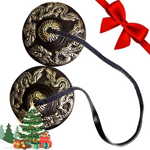 Tibetan Tingsha Meditation Bell - Meditation Chime Bell (Small - 2.4 in Black (Auspicious Symbol)), 본상품