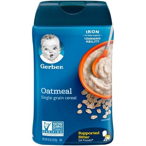 Gerber 싱글 그레인 시리얼 어린이 미음 1st 푸드 227g, 1개, 오트밀(Oatmeal)