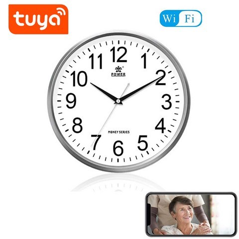 Tuya 가정용 홈캠 무선 스마트폰CCTV 감시카메라 자가설치 시계형 실내 반려동물 무선 카메라 감시보안, 카메라+메모리카드32GB