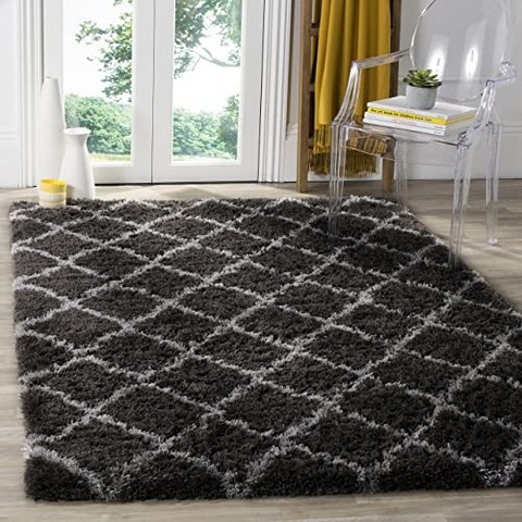 Indie Shag Collection SGI322D Area Rug 5 1 x 7 6 Dark Grey Gre (5 1