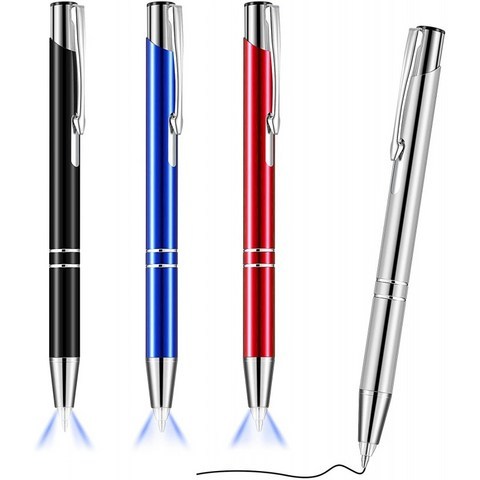 4피스 라이트 라이트 플래쉬 LED 라이트 펜이 달린 라이트 팁 펜 볼펜 LED 펜라이트 라이트 업 펜 (검은