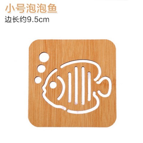 [요요중국] 크리 에이 티브 중공 나무 플레이스 매트 코스터 방수 일본 주방 potholder 미끄럼 방지 냄비 매트 간단한, 09. 작은 거품 물고기 35g, 단일옵션