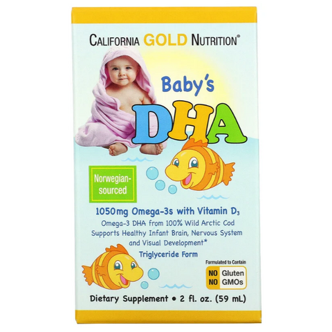 California Gold Nutrition 유아용 DHA 비타민D3 함유 오메가3 1 050mg 59ml(2fl oz), 1개
