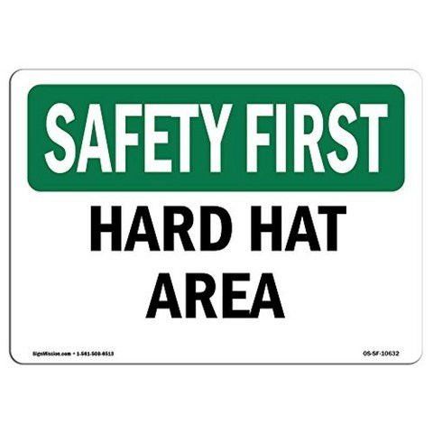 OSHA 안전 우선 표시-안전모 영역 | 비닐 라벨 데칼 | 귀하의 비즈니스 건설 현장 창고 및 상점 영역을, 단일옵션