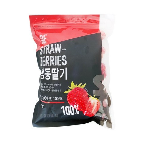 [솜] 국산냉동딸기 무가당홀 논산, 1개, 5kg(1kgx5팩)