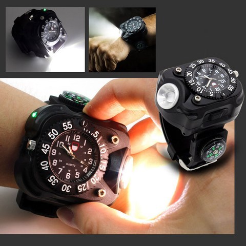 충전식 LED랜턴 손목시계, 블랙