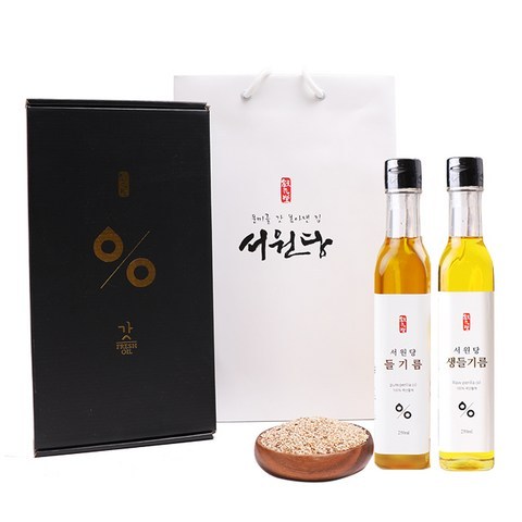 친환경팔도 강원도 깨로 만든 서원당 갓 선물세트, 5호(들기름250ml+생들기름250ml)