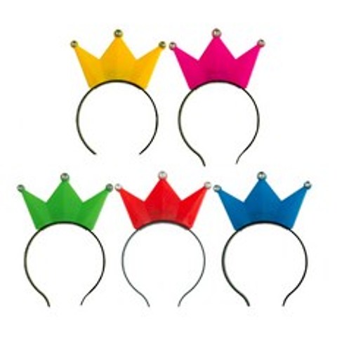 파티쇼 LED왕관머리띠 5p, 핑크, 옐로우, 블루, 그린, 레드, 1세트