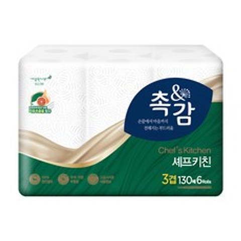 깨끗한나라 촉앤감 셰프 키친타올 130매, 6개입, 1팩