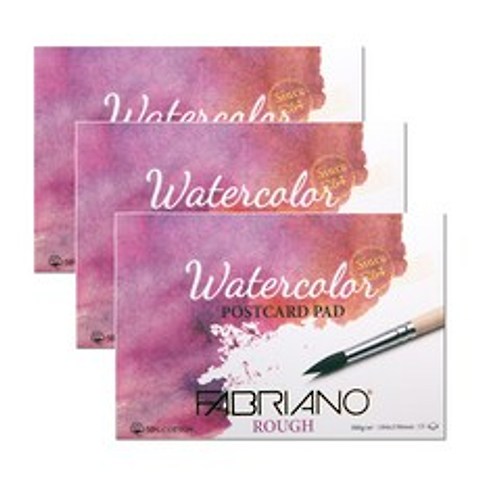 파브리아노 워터칼라 수채화용 황목 포스트카드 엽서패드형 A6 PC01 15매 300g, 3개