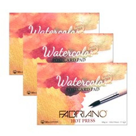 파브리아노 워터칼라 수채화용 세목 포스트카드 엽서패드형 A6 PC03 15매 300g, 3개