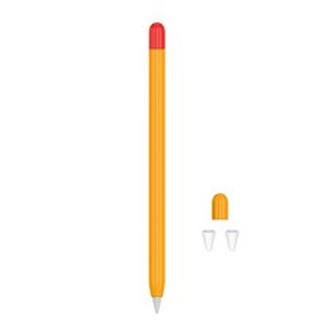 라이노 애플펜슬 1세대 전용 파스텔 투톤 케이스 + 여분 뚜껑 + 펜촉 보호캡 2p, 오렌지, 1세트