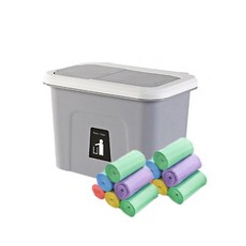 싱크대걸이 휴지통 + 음식물쓰레기 전용 비닐봉투 200p, 그레이(휴지통), 랜덤발송(비닐봉투)