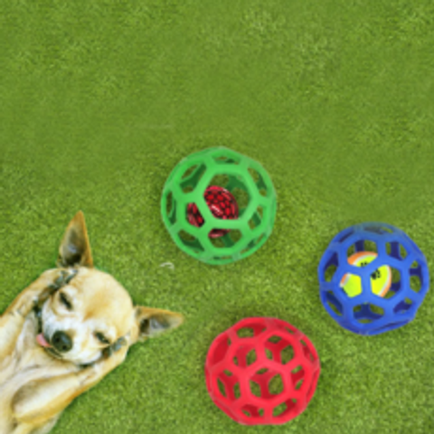 딩동펫 강아지 고무 토이볼 장난감 3종 세트, 그린, 블루, 레드, 1세트