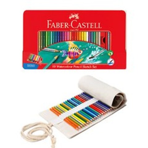 파버카스텔 수채 색연필 60색 + 색연필 롤 파우치, 1세트