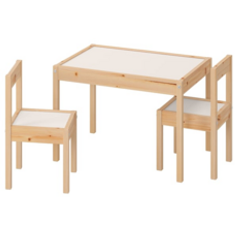 이케아 LATT 레트 어린이테이블+의자2 화이트 소나무, 미포함(파손면책)