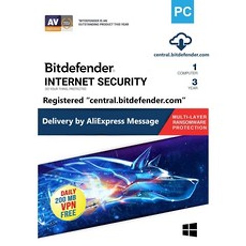 Bitdefender Internet Security - 인터넷 보안-1 PC - 3 년-최신 버전 2021-바이러스 백신 소프트웨어-인터넷