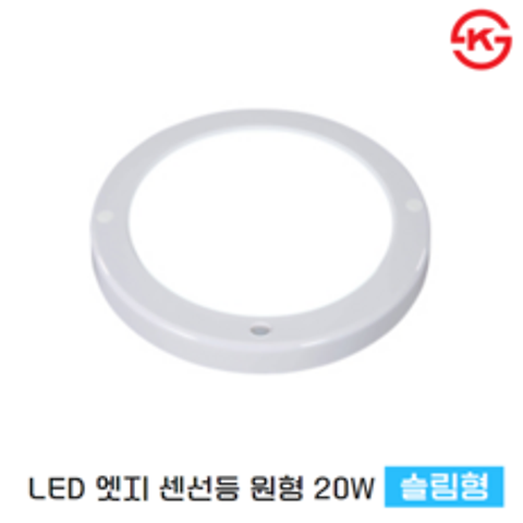 LED 센서등 현관등 초슬림 엣지 원형 센서등 KS인증 20W, 주광색(하얀빛)