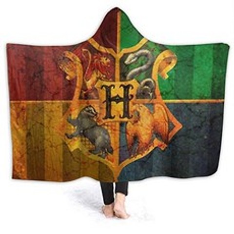 CNAOWHG Hog-Warts Magic School Hooded Blanket Wearable Flannel Throw Blanket Ma (Style: 1 60