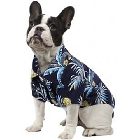 Sawmong Dog Hawai 셔츠 펫 퍼피 캣 폴로 플라워 프린트 티셔츠 여름 캠프 조끼 파인애플 소형견(Navy L) : 키친 & 다이, 단일옵션