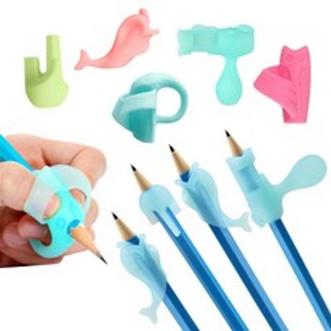 반디몰 유아 어린이 연필 그립 글씨 교정기 5p 5단계, 블루