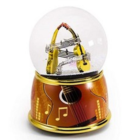 Music Theme Dual Guitars with Painted Base Musical Water Snow Globe - Many S (323. Rock A Bye Baby), 323. Rock A Bye Baby
