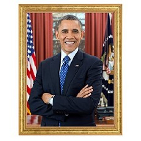 Barak Obama 사진 세 골드 프레임 - 2012 년부터 역사 예술 - (8 x 10) - 광택 (8