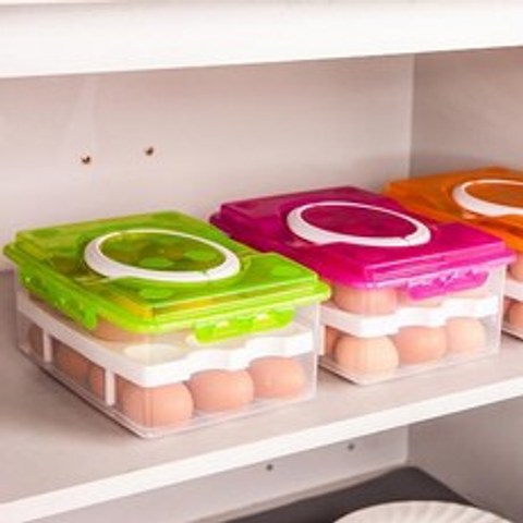 24 그리드 계란 상자 식품 용기 주최자 편리한 스토리지 박스 내구성 더블 레이어 다기능 Crisper 주방 제품|egg box|storage boxbox food, 1개(A0), green(A0)