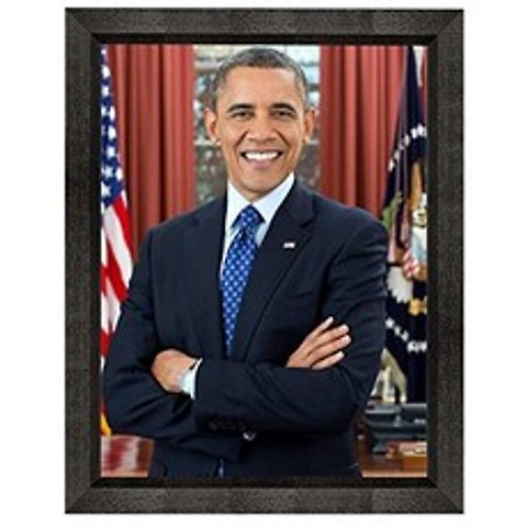 Barack Obama 사진 검은 경 사진 프레임 - 2012 년에서의 역사적인 삽화 - 미국 대통령 초상화 - (5 x 7) - 광택 (5