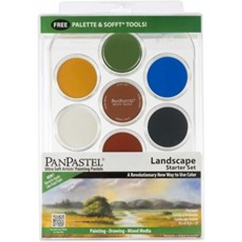 PanPastel 30072 Ultra Soft Artist Pastel 7 Color Lanscape Starter Kit(소프트 도구 & 팔레트 트레이 포함), 단일옵션
