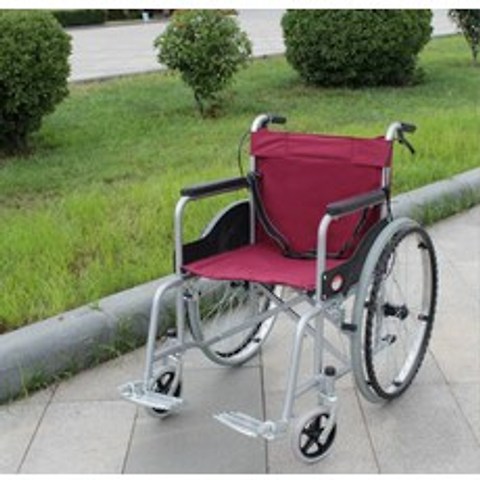 초경량 접이식 휠체어 휴대용 수동 다기능 노인 합금, 레드
