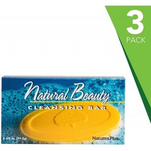 NaturePlus 내추럴 뷰티 클렌징 바(3팩) - 500유 비타민 E 알란토인 함유 3.5온스 바 - 내추럴 클렌저 유기농 성분으로 제, 1