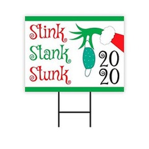 Stink Stank Stank Yard Sign 18 x 12 - 보이는 텍스트 2020 Stink 재미있는 크리스마스 야드 사인 잔디 장 (18x12 Double Sided), 18x12 Double Sided