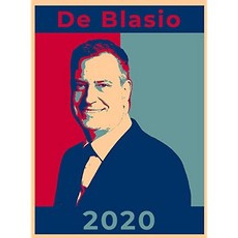 미국 대통령 대통령 선거 투표 2020 Bill de Blasio 민주당 파티 화이트 하우스 후보 18x24 - 비닐 인쇄 포스터 (De Blasio) - (De Blasio)