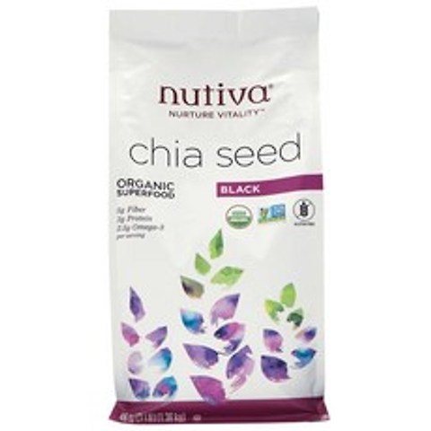 누티바 치아씨드 블랙 유기농 수퍼푸드 1.36kg organic 항산화제 비타민 미네랄 단백질 오메가3 에너지 공급, 1팩