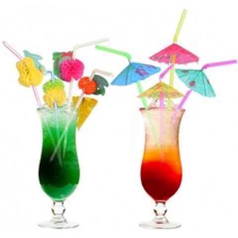100 개 과일 빨대 우산 빨대 파티 일회용 빨대 테이블 장식 열대 음료 칵테일 청량 음료 하와이 루아 파티 공급, 1, 1
