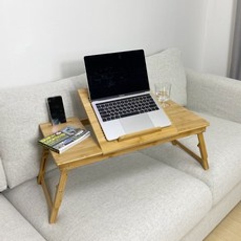 [코지카니] 바른자세를 위한 100% 천연 대나무 와이드 좌식 노트북 책상 접이식 각도조절 높이조절 유아독서 캠핑 테이블