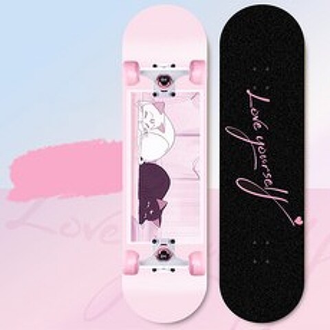 코코 입문용 댄싱롱보드 어린이 성인용 스케이트보드B05, 핑크 고양이