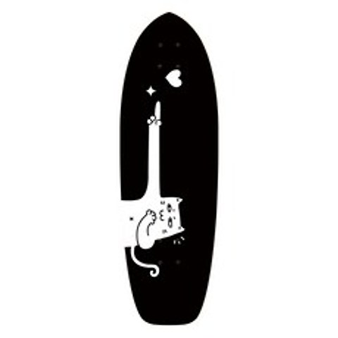 서핑보드 Geele육지 서핑 스케이트보드 외고랑이 크기 어판 단풍 보드판 원목 스트릿 우드 전문보드 면, T09-서핑보드 표준스타일 보드판(고백 고양이블랙)