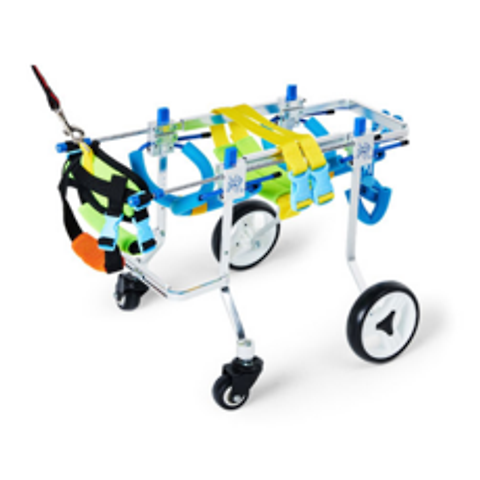 MUMAZIN 강아지 휠체어 애견 재활훈련 보조기, XXS(4륜휠체어)